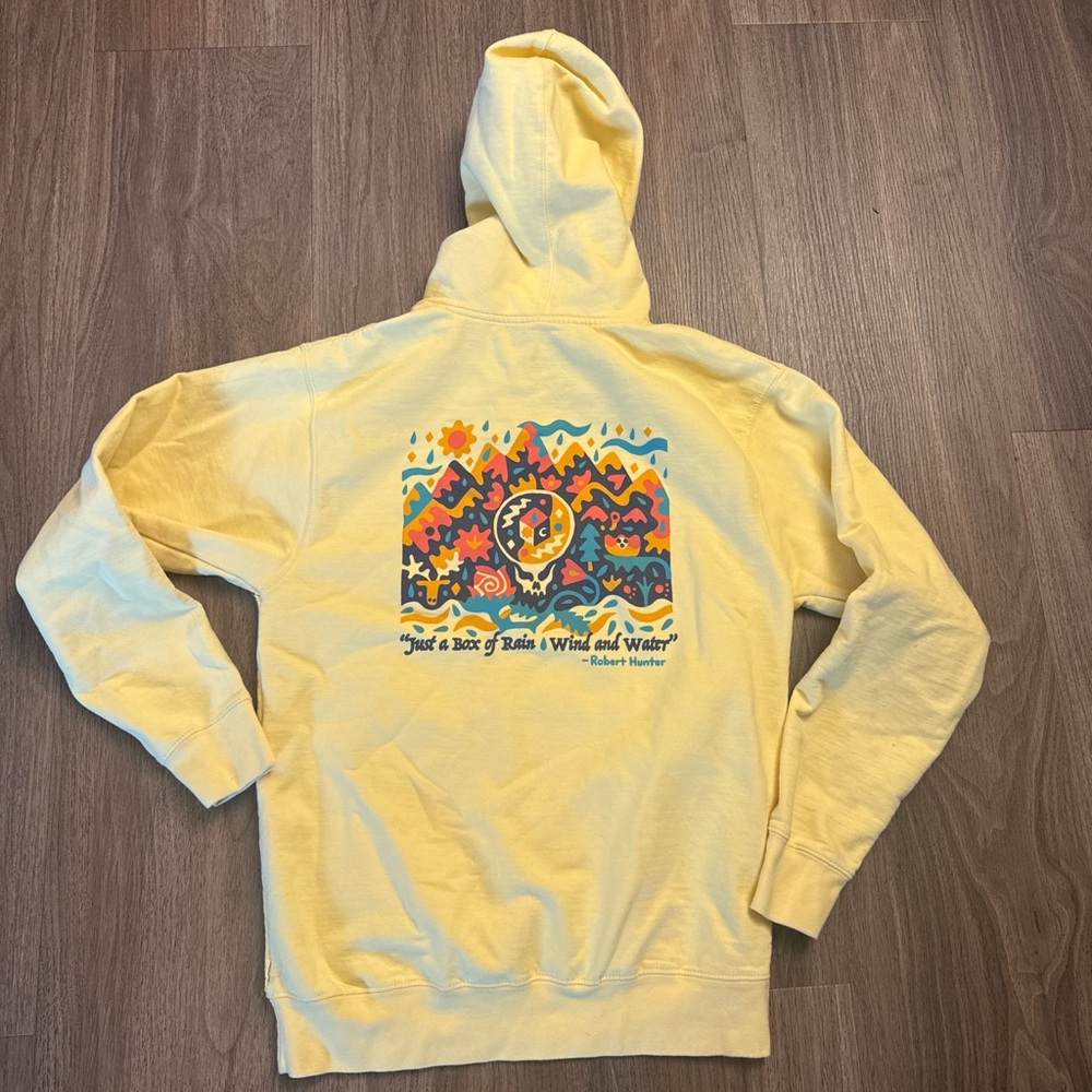 Grateful Dead Robert Hunter Teton Women’s Yellow Graphic Hoodie with  Back Print